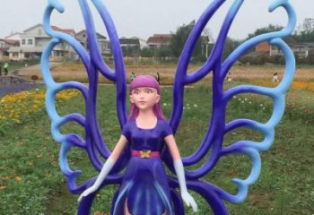 飛人雕塑廠家，蝴蝶飛人雕塑擺件，公園彩繪人物小品