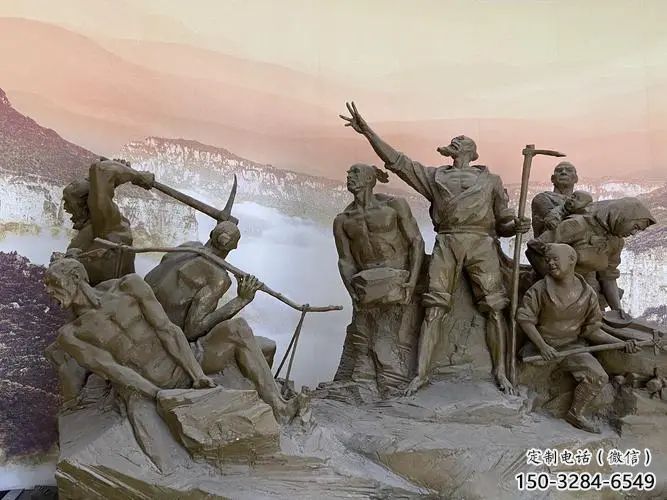 愚公移山雕塑廠家，歷史典故小品，公園古代人物雕塑