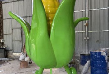 玉米雕塑廠家，農作物植物擺件，玻璃鋼卡通玉米雕塑