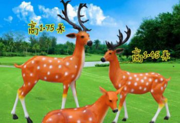梅花鹿雕塑廠家，仿真公園動物小品，彩繪玻璃鋼梅花鹿雕塑廠