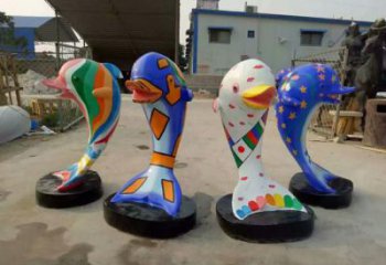 廣場(chǎng)海豚雕塑廠家 公園仿真雕塑 抽象擺件