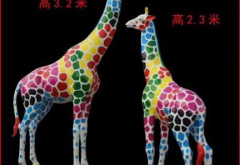 公園長(zhǎng)頸鹿雕塑 酒店門口雕塑 彩繪擺件