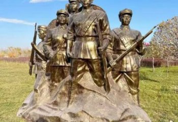 大型紅軍雕塑選用 歐式步行街抗戰雕塑 彩繪革命雕塑