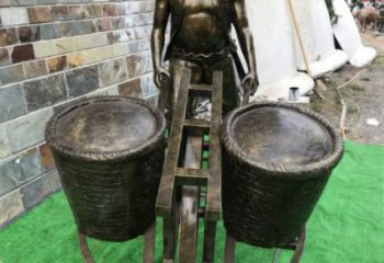 售樓處獨輪車雕塑廠家 商業街雕塑 民俗擺件