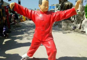 房地產武術雕塑 玻璃鋼功夫雕塑 彩繪練拳雕塑