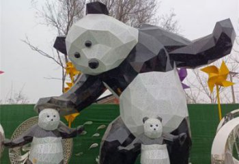幾何大熊雕塑廠家，酒店房地產(chǎn)雕塑，現(xiàn)代動物雕塑