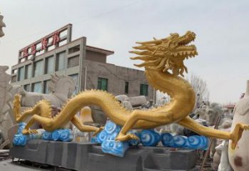 烤漆龍形雕塑廠家，動物擺件，城市園林擺件
