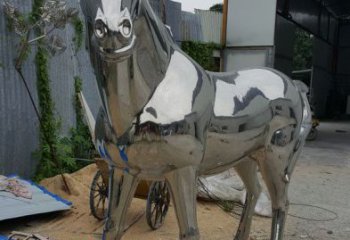 景區戰馬雕塑制作，動物主題，景觀鏡面工藝效果