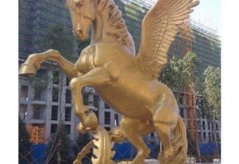售樓部天馬雕塑廠家，美陳動物小品，鍍銅工藝