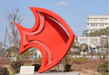 廣場魚形雕塑，鏤空海洋雕塑，烤漆工藝制造