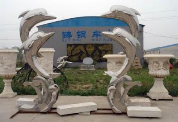 廣場魚形雕塑廠家，卡通水景雕塑，抽象效果