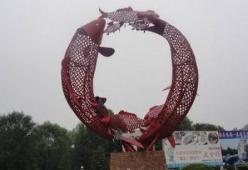 公園魚形雕塑，彩繪海洋雕塑，卡通主題