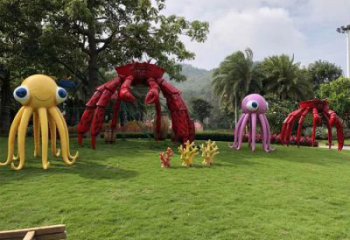室內(nèi)烏賊雕塑，彩繪海洋雕塑，抽象效果