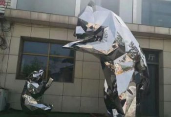 步行街狗熊雕塑，仿真動物雕塑，幾何方式