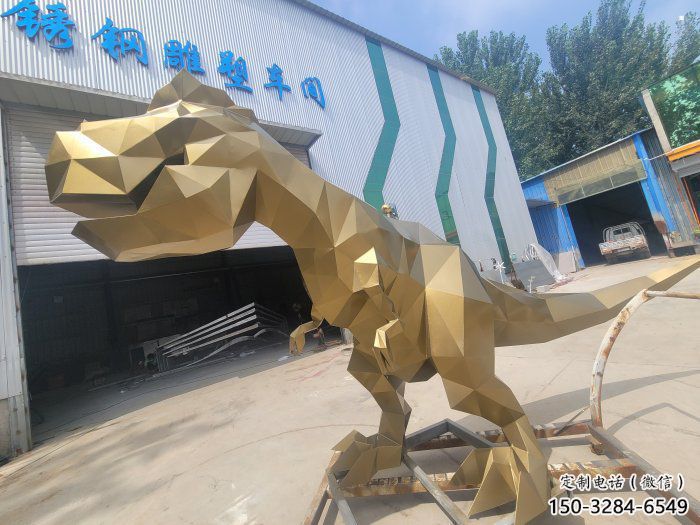 抽象恐龍雕塑供應，花園小品，幾何恐龍雕塑制作廠家