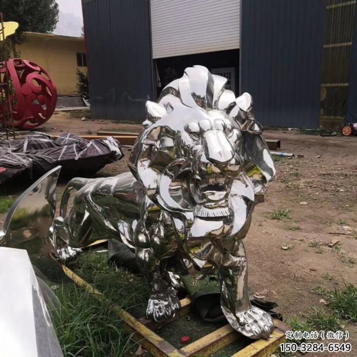景觀獅子雕塑優選，陸地擺件，不銹鋼獅子雕塑供應