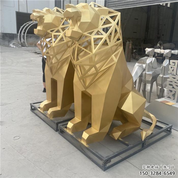廣場(chǎng)獅子雕塑批發(fā)，動(dòng)物系列，不銹鋼獅子雕塑制作