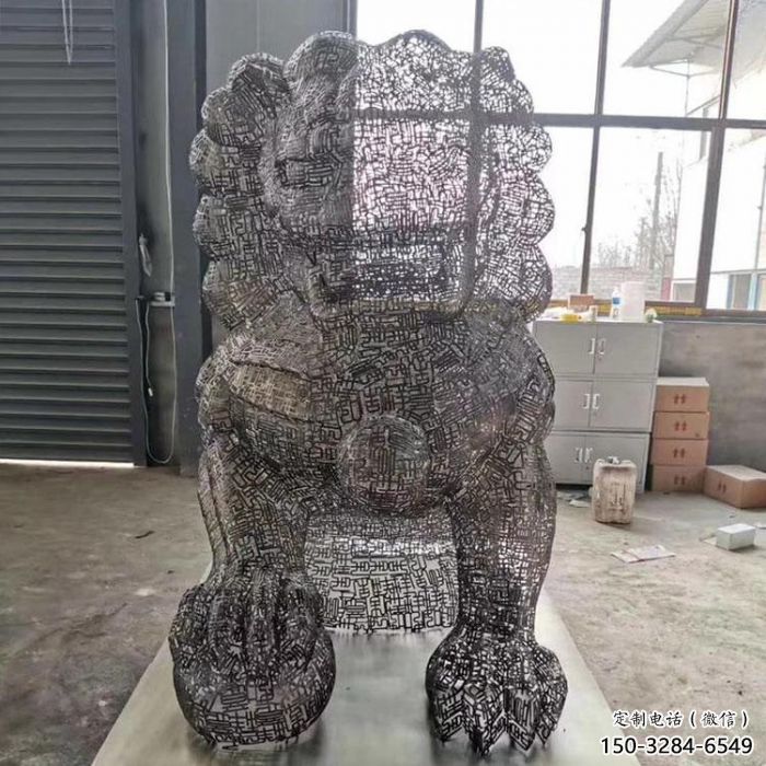 鏤空獅子雕塑預定，城區小品，不銹鋼獅子雕塑制造商