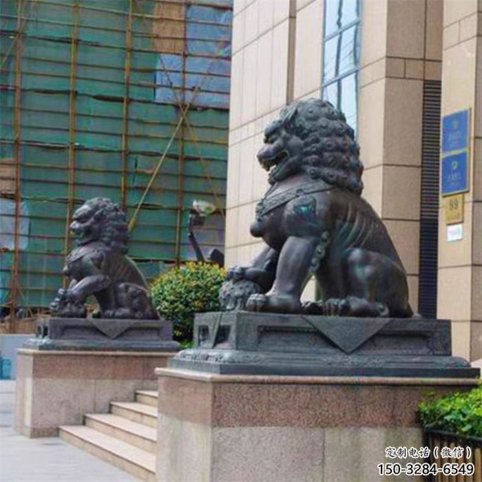 大門口獅子雕塑提供，美陳雕塑，鑄銅蹲獅雕塑承接