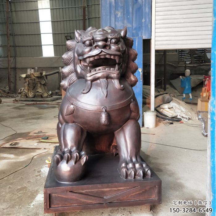 紫銅獅子雕塑提供，露天雕塑，蹲獅雕塑生產承接
