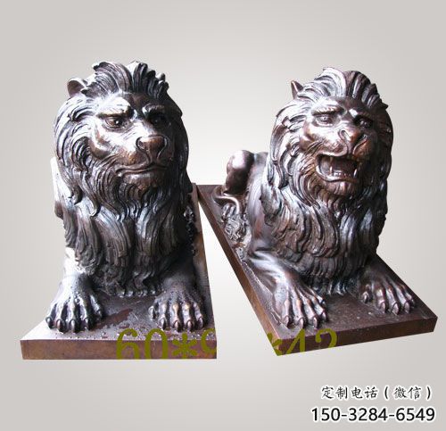制造獅子雕塑廠家，鑄銅組合，趴獅雕塑工程制作