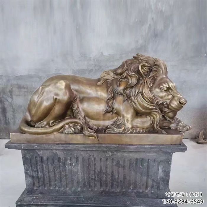 鑄銅獅子雕塑供求，景觀裝飾雕塑，戶外趴獅雕塑制造商