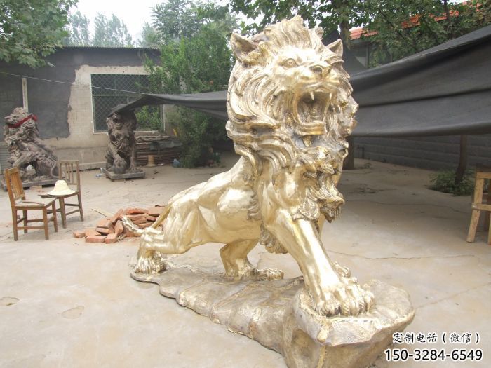 景區獅子雕塑觀賞型，公園小品，景觀走獅雕塑生產商