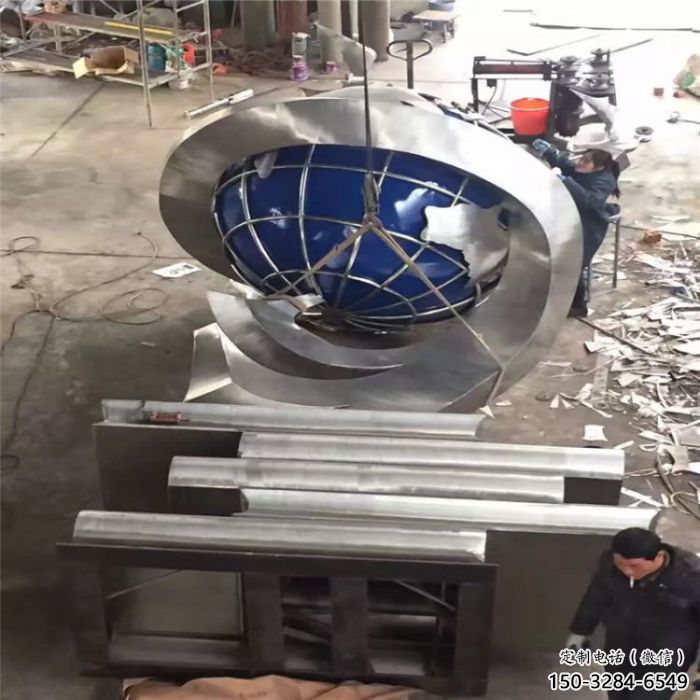 戶外地球雕塑點擊，圓雕體系，不銹鋼地球雕塑廠家