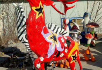 梅花鹿雕塑觀賞型，公園小品，玻璃鋼梅花鹿雕塑生產商