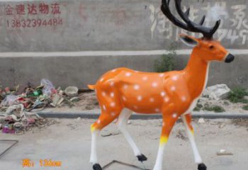 仿真小鹿雕塑，彩繪工藝，玻璃鋼動(dòng)物雕塑廠家