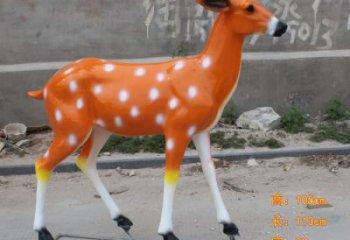 廣場(chǎng)小鹿雕塑，彩繪工藝，玻璃鋼動(dòng)物雕塑廠家