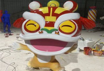 兒童樂園獅子雕塑，動(dòng)漫景觀雕塑，卡通玻璃鋼景觀雕塑