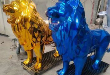 景觀(guān)獅子雕塑供應(yīng)，花園小品，酒店不銹鋼獅子雕塑展品