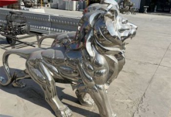 藝術獅子雕塑觀賞型，街景小品，不銹鋼獅子雕塑常用