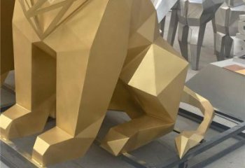 幾何獅子雕塑制造，金屬構件，不銹鋼獅子雕塑提供