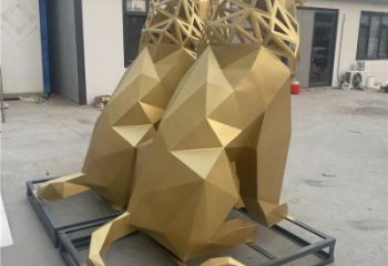 景觀獅子雕塑制造，歐式風格，不銹鋼獅子雕塑定價