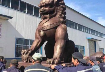紅銅獅子雕塑供需，標(biāo)識雕塑，景觀藝術(shù)蹲獅雕塑制造商