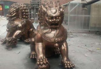 紅銅獅子雕塑制造商，室外軟裝，景觀蹲獅雕塑承接