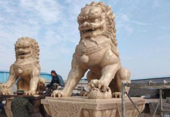 黃銅獅子雕塑常用，動物組合，大型鑄銅蹲獅雕塑定價