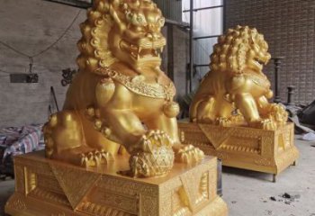 獅子雕塑制造商，黃銅動物小品，鑄銅蹲獅雕塑定制