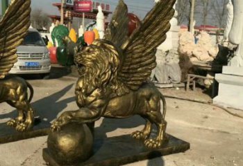 大型獅子雕塑公司，花園小品，飛獅雕塑裝飾提供