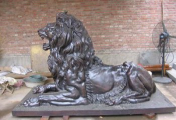 園林獅子雕塑觀賞型，美陳雕塑，大型趴獅雕塑展品