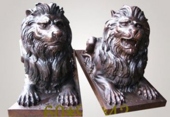 制造獅子雕塑廠家，鑄銅組合，趴獅雕塑工程制作