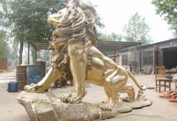 黃銅獅子雕塑預(yù)定，動物景觀擺件，走獅主題雕塑精品