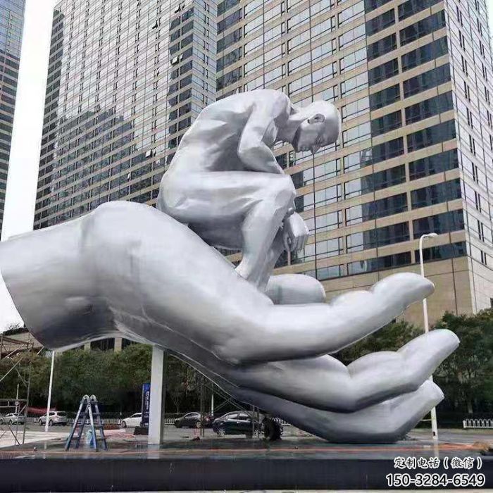黔南沉思者雕塑，景觀雕塑，手托人物雕塑廠家提供