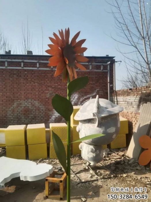 美蘭太陽花雕塑工程，美陳雕塑，玻璃鋼太陽花雕塑廠家