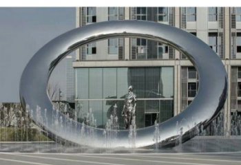 建鄴小區圓環雕塑，水簾噴泉雕塑，水景藝術效果