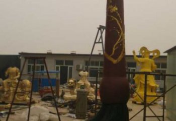 街道毛筆雕塑，鍛造景觀雕塑，古銅效果