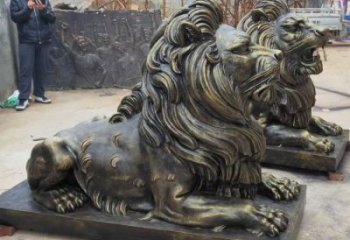 怒江大型趴獅雕塑，仿銅動物雕塑，玻璃鋼獅子雕塑制作