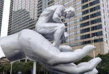 麗江沉思者雕塑，景觀雕塑，手托人物雕塑廠家提供